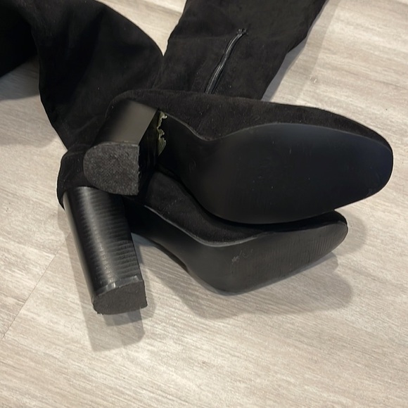 Sexy Black Over the Knee Heeled Boots Size 38 - Picture 6 of 7